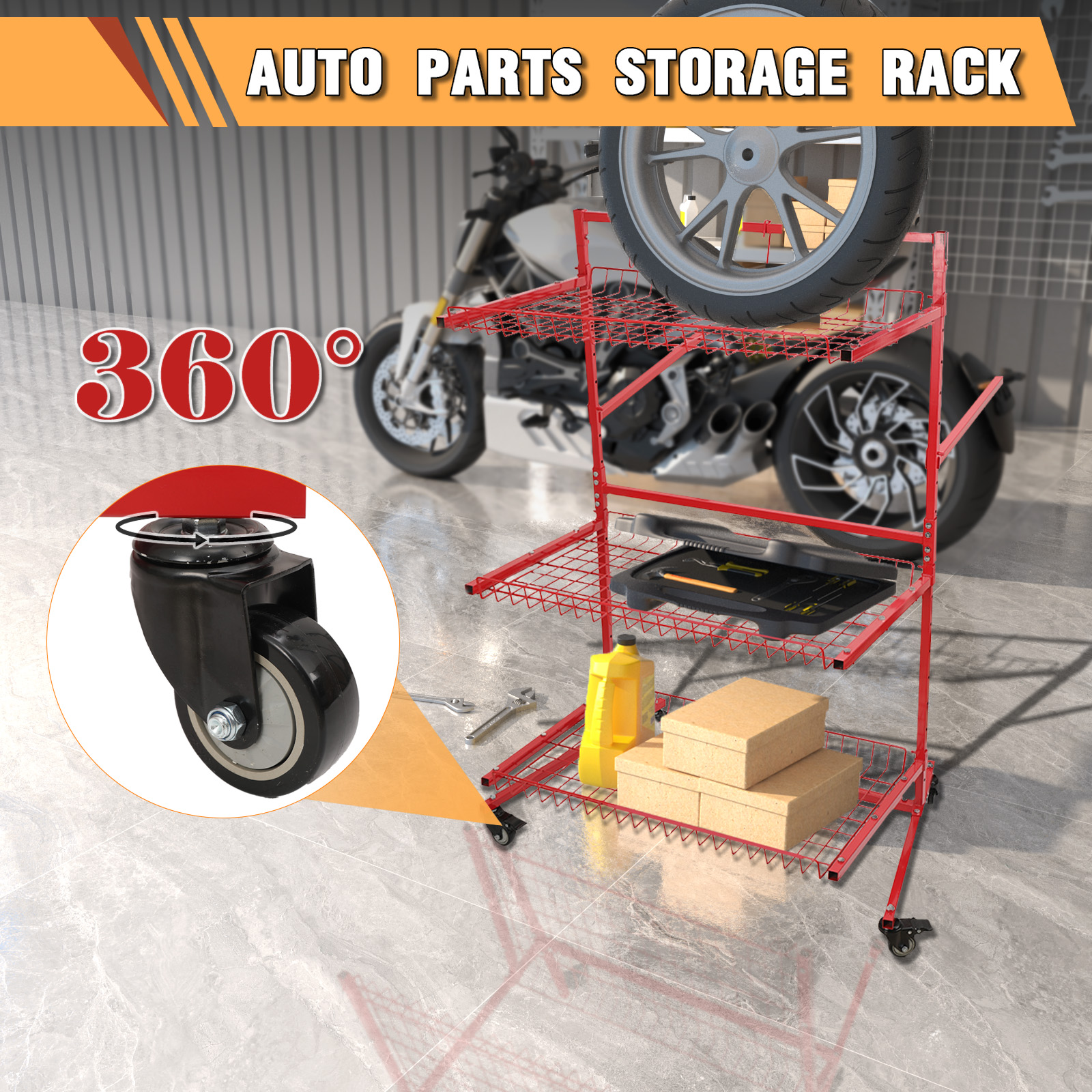 Workshop Tools Shelf - 3 Layer Automotive Parts Management Storage