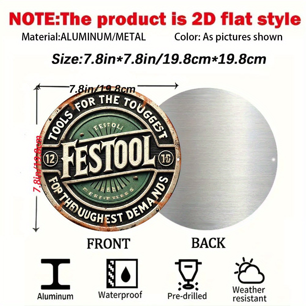 2D Flat Festool Logo Metal Wal - Workshop Tools Logo ulasan dan harga