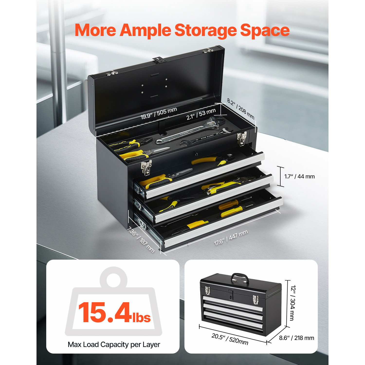 SucceBuy 20in 3-Drawer Metal T - Tools Box For Workshop ulasan dan harga