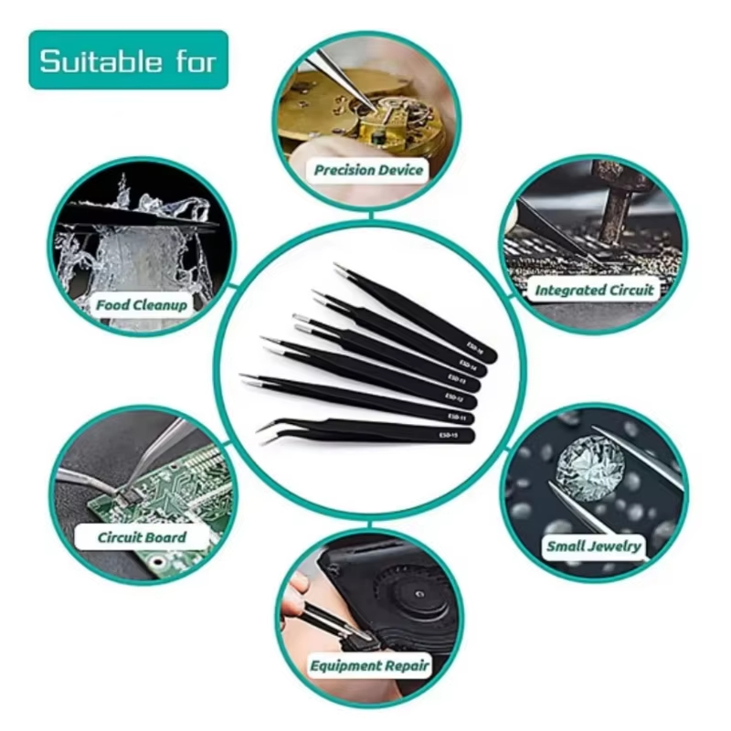 Stainless Steel Black Tweezers - Maintenance Workshop Tools ulasan dan harga