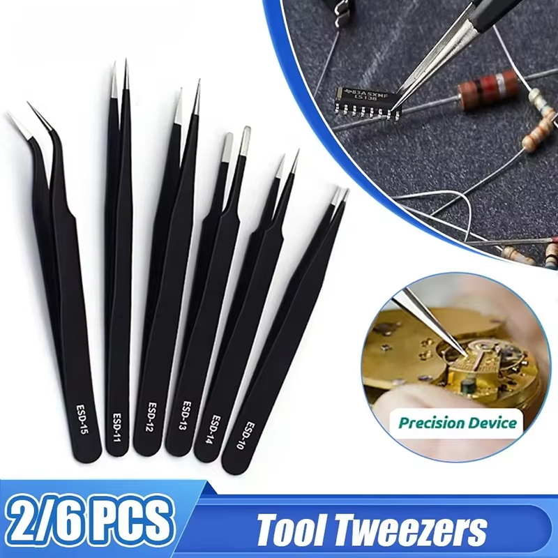 Stainless Steel Black Tweezers - Maintenance Workshop Tools ulasan dan harga