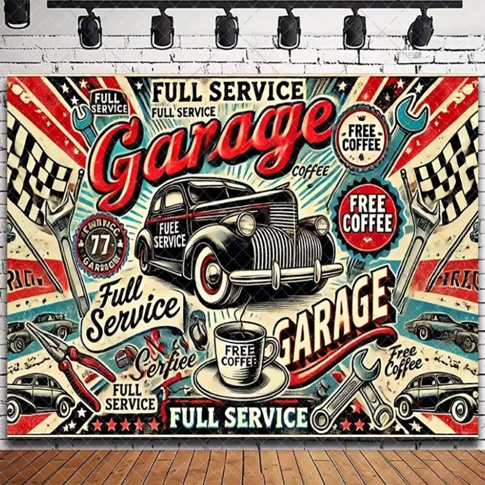 Retro Motorcycle Car Repairs G - Workshop Tools Background ulasan dan harga